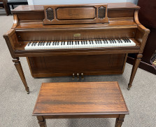 Lowrey console piano, American walnut